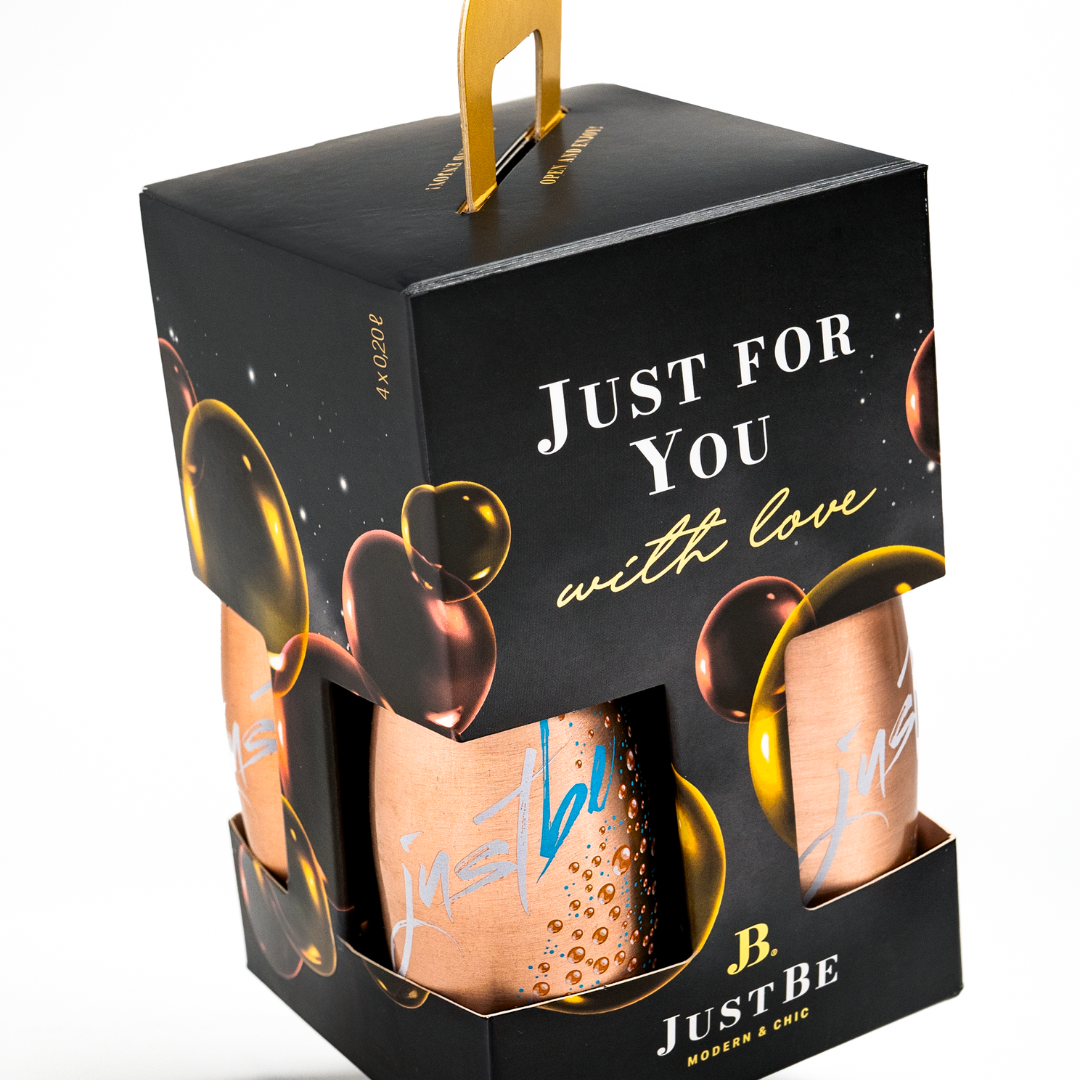 JUSTBE Rosé 🆓 alcohol-free - gift set of 4 in black 